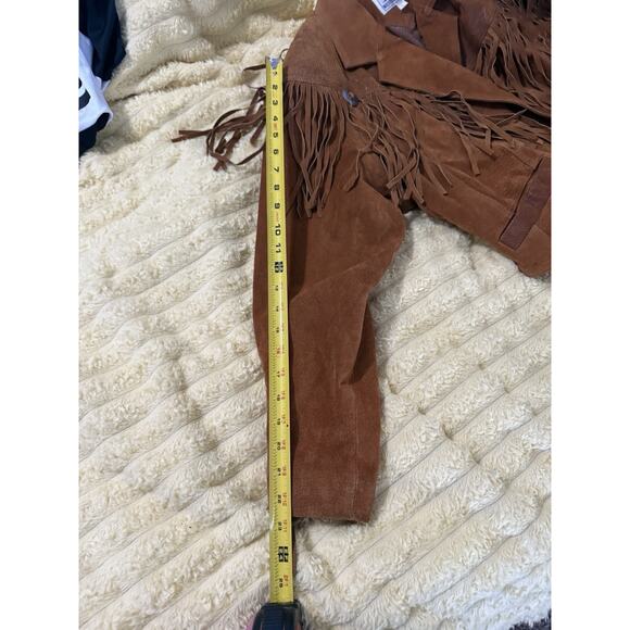Women’s Vintage 80’s Fringe Leather Jacket Brown Western Express Size Large - Picture 12 of 16